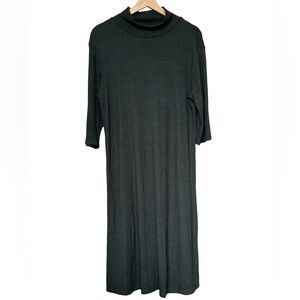 Old Navy Tall Ribbed Mock Neck Midi Dress Medium Green Melange Knit Basic Comfy